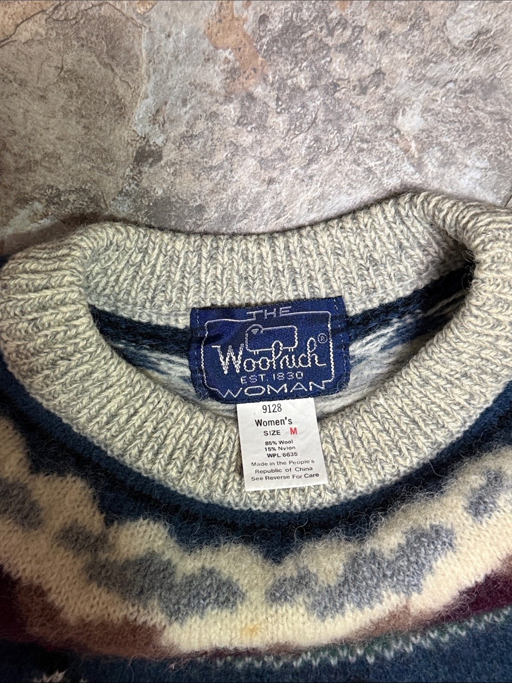 Woolwrich vintage Women's Cream Fair Isle Loon Yoke Sweater Womens size M - Picture 2 of 6
